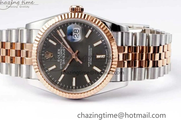 MiroTime 0504 DateJust 36 SS RG DIWF 1:1 Best Edition 904L Steel Gray Stick Dial on Jubilee Bracelet SA Original 2321